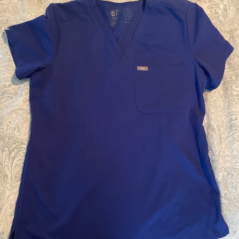 Figs Catarina One Pocket Scrub Top Sm Small Deep Royal Blue